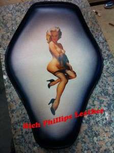 Rich Phillips Leather Pinup Motorcycle Seat Spring Solo Harley Chopper 