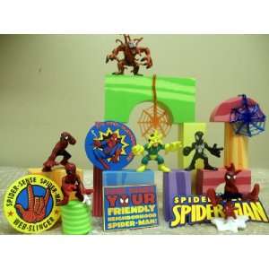  22 Piece Play Set Including 6 Posable Spiderman Figures, 4 Spiderman 