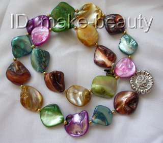 stunning big 18mm baroque multicolor shell pearl necklace  