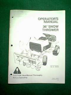 SIMPLICITY TRACTOR SNOWTHROWER ATTACH # 1690169 MANUAL  