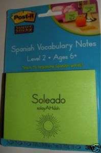 Spanish VOCABULARY WORDS  post IT Notes   SET of 75  