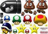 Super Mario Bros Wii Goomba/Mushroom RePositionable wall Sticker 