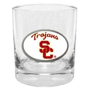  USC Trojans NCAA Team Logo Double Rocks Glass