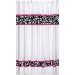  Funky Zebra Pink Shower Curtain by JoJo Designs White 