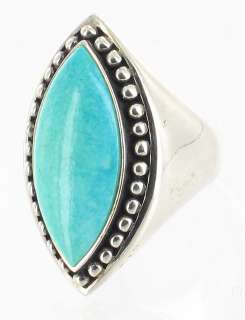 VINTAGE STERLING OVAL TURQUOISE CAB BIG CHUNKY RING SZ 9  