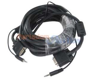 25FT VGA SVGA w/3.5mm Audio Male Cable for Monitor TV  