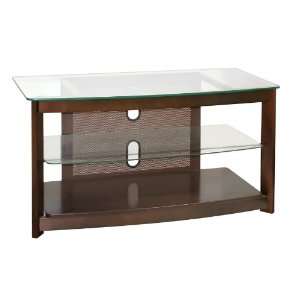 Poundex 3 Tier Glass Top TV Stand, Chocolate 