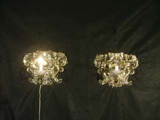Pair Of Vintage Antique Cherub Bronze Wall Sconces with Crystal  