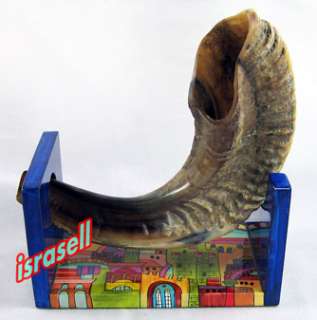 SHOFAR WOOD STAND FROM ISRAEL jewish rams horn gift  
