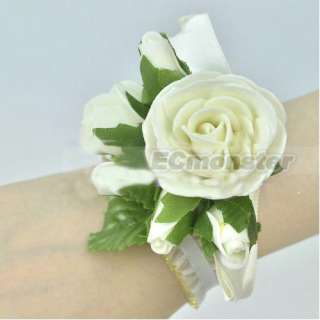 White Pretty Cute Wedding Bridal Bridesmaids Wrist Corsage Rose Flower