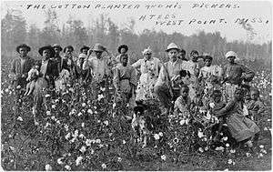 cotton planter and his laborers in West Point, Mississippi, 1908