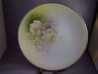 ROYAL RUDOLSTADT PRUSSIA WHITE ROSES CABINET PLATE  