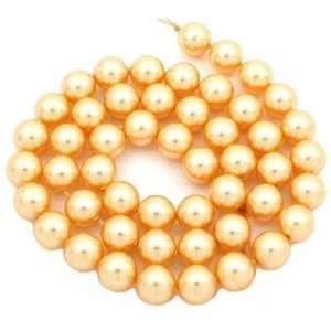   50 Gold Tone Swarovski Crystal Pearl Beads Jewelry 8mm