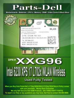 Intel 6230 XPS 17 L702x WLAN Wireless XXG96  