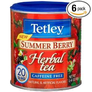 Tetley Summer Berry Herbal Tea, Caffeine Free, 20 Count Tea Bags (Pack 