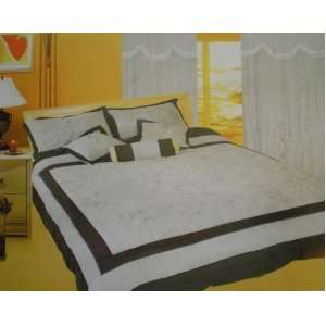   Black Micro Suede Ribbon Emb Twin Comforter Bed Set: Home & Kitchen