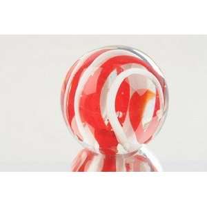   Hand Blown Glass Red Spiral Wave Paperweight NP 1518 