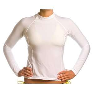  Womens SPF 50+ White Long Sleeve Rash Guard Sports 